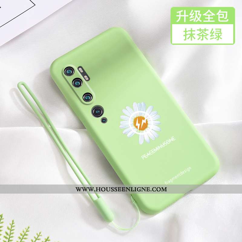 Coque Xiaomi Mi Note 10 Fluide Doux Silicone Petit Noir Petite Marguerite Net Rouge Téléphone Portab