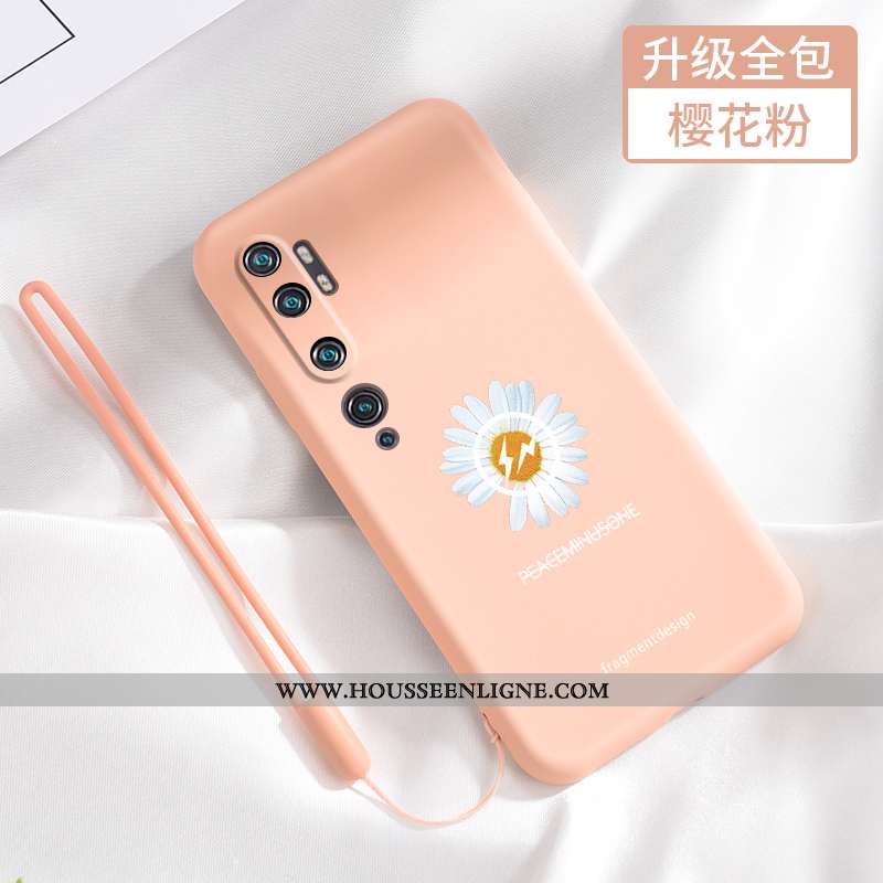 Coque Xiaomi Mi Note 10 Fluide Doux Silicone Petit Noir Petite Marguerite Net Rouge Téléphone Portab