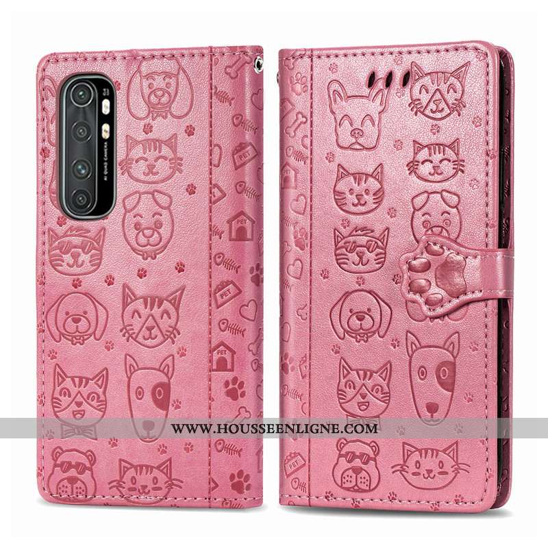 Coque Xiaomi Mi Note 10 Lite Ornements Suspendus Gaufrage En Relief Incassable Chiens Dessin Animé É