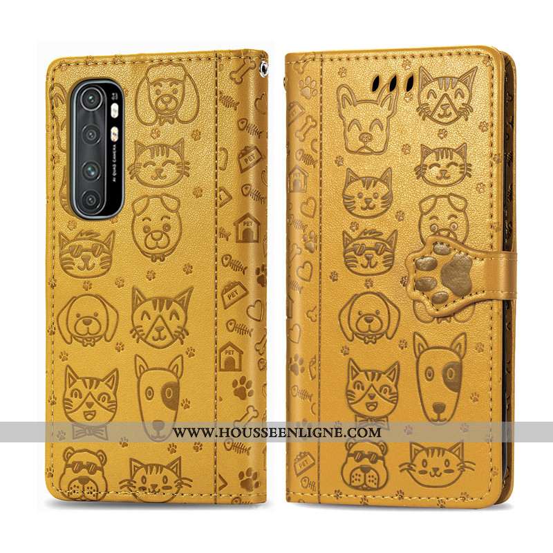 Coque Xiaomi Mi Note 10 Lite Ornements Suspendus Gaufrage En Relief Incassable Chiens Dessin Animé É
