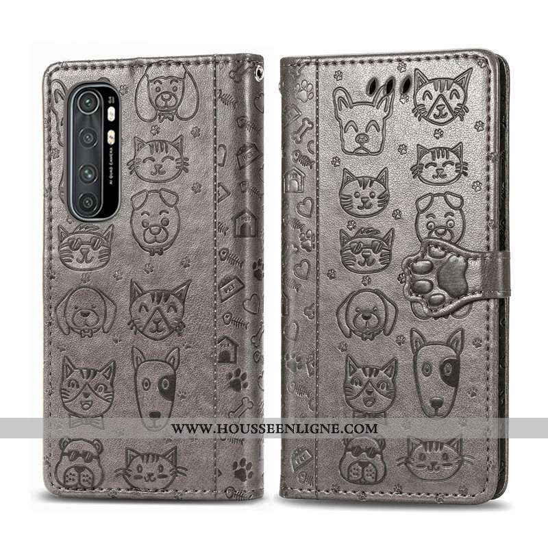 Coque Xiaomi Mi Note 10 Lite Ornements Suspendus Gaufrage En Relief Incassable Chiens Dessin Animé É