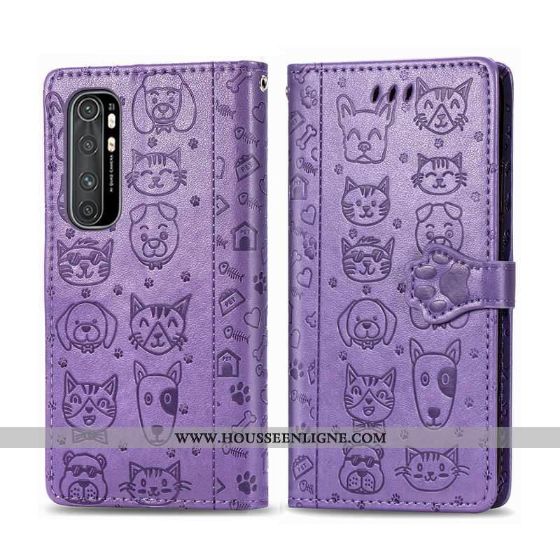 Coque Xiaomi Mi Note 10 Lite Ornements Suspendus Gaufrage En Relief Incassable Chiens Dessin Animé É