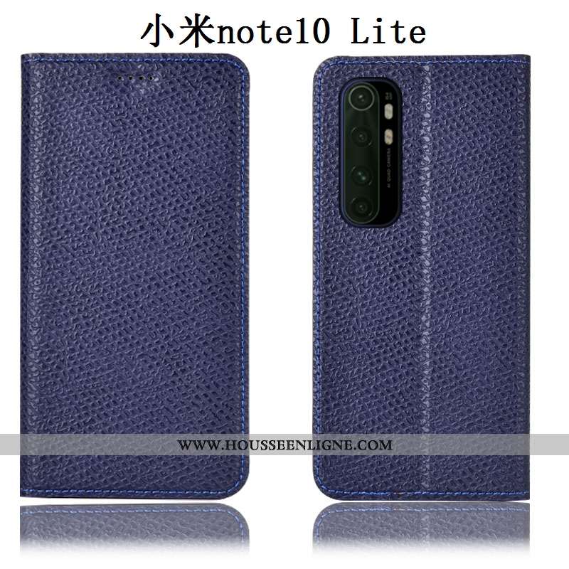 Coque Xiaomi Mi Note 10 Lite Protection Cuir Véritable Noir Étui Tout Compris Incassable Téléphone P