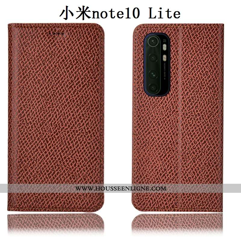 Coque Xiaomi Mi Note 10 Lite Protection Cuir Véritable Noir Étui Tout Compris Incassable Téléphone P