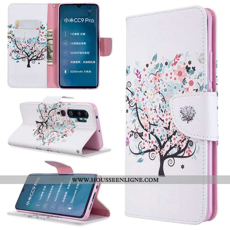 Coque Xiaomi Mi Note 10 Protection Cuir Blanc Housse Peinture Téléphone Portable Blanche