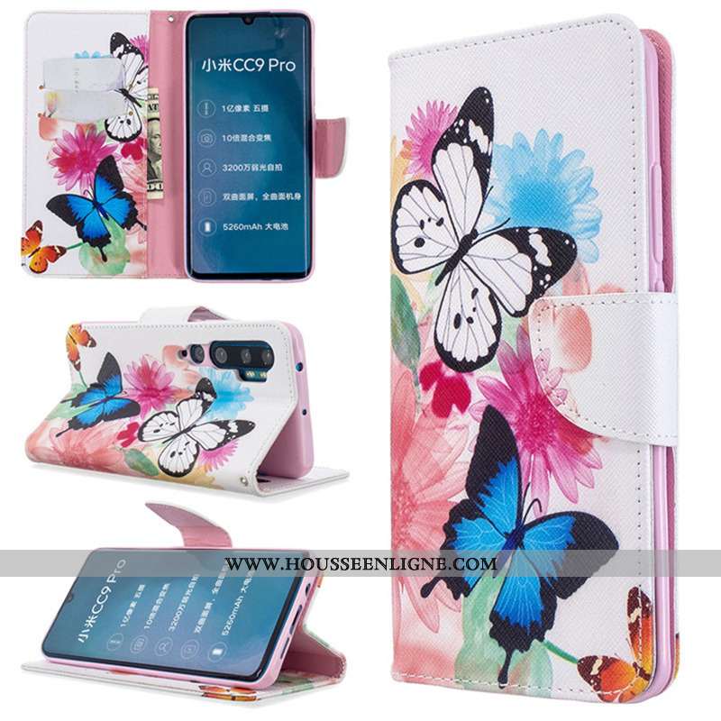 Coque Xiaomi Mi Note 10 Protection Cuir Blanc Housse Peinture Téléphone Portable Blanche