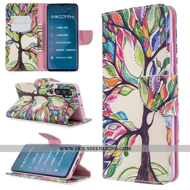 Coque Xiaomi Mi Note 10 Protection Cuir Blanc Housse Peinture Téléphone Portable Blanche