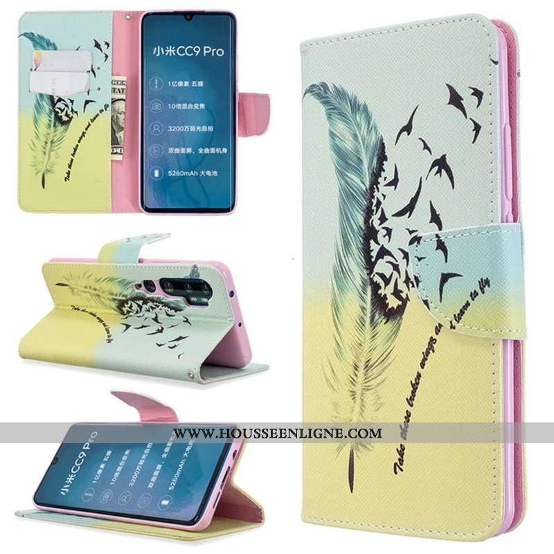 Coque Xiaomi Mi Note 10 Protection Cuir Blanc Housse Peinture Téléphone Portable Blanche