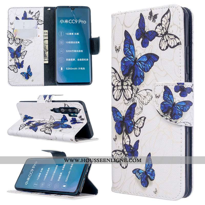 Coque Xiaomi Mi Note 10 Protection Cuir Blanc Housse Peinture Téléphone Portable Blanche