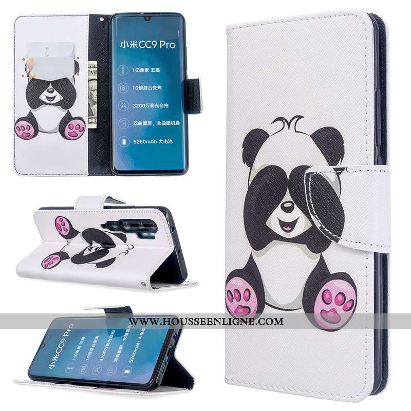 Coque Xiaomi Mi Note 10 Protection Cuir Blanc Housse Peinture Téléphone Portable Blanche