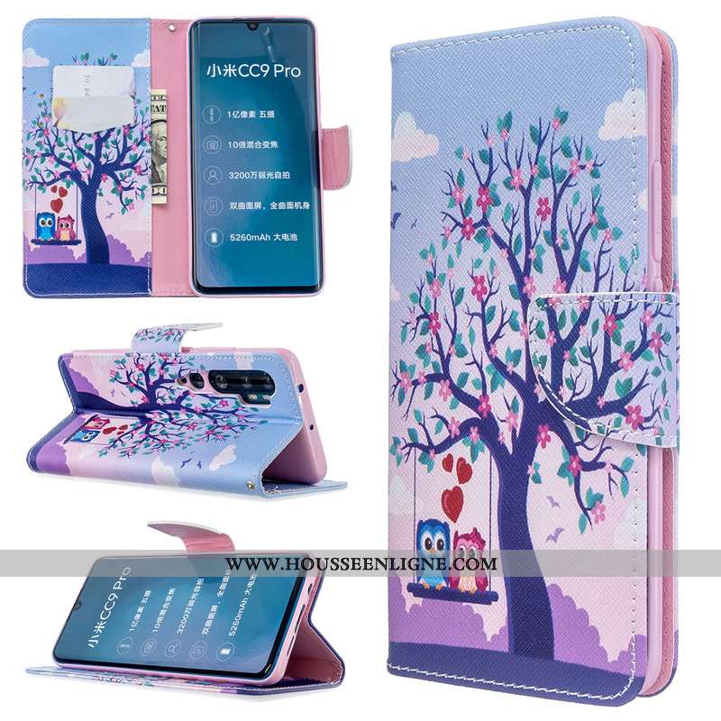 Coque Xiaomi Mi Note 10 Protection Cuir Blanc Housse Peinture Téléphone Portable Blanche