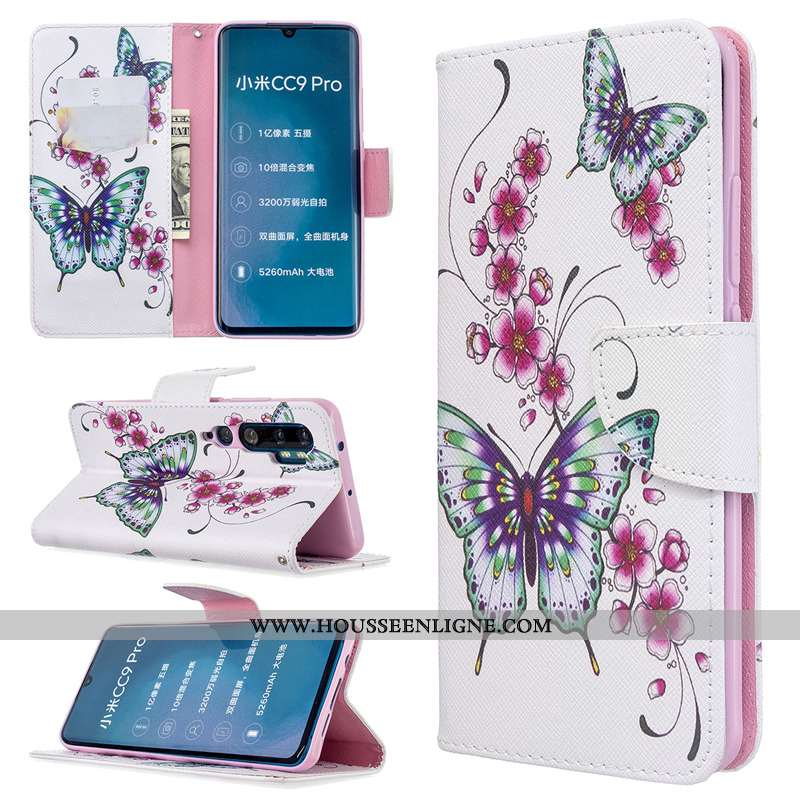 Coque Xiaomi Mi Note 10 Protection Cuir Blanc Housse Peinture Téléphone Portable Blanche
