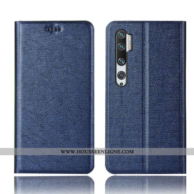 Coque Xiaomi Mi Note 10 Protection Cuir Incassable Rouge Étui Soie Or Doré