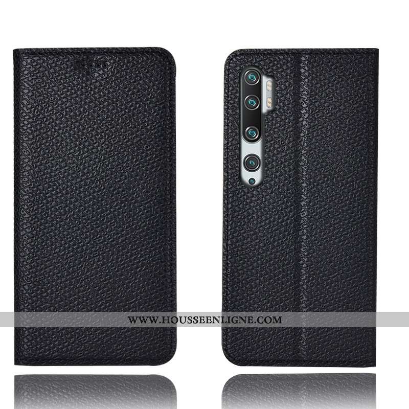 Coque Xiaomi Mi Note 10 Protection Cuir Véritable Modèle Fleurie Étui Tout Compris Petit Mesh Bleu F