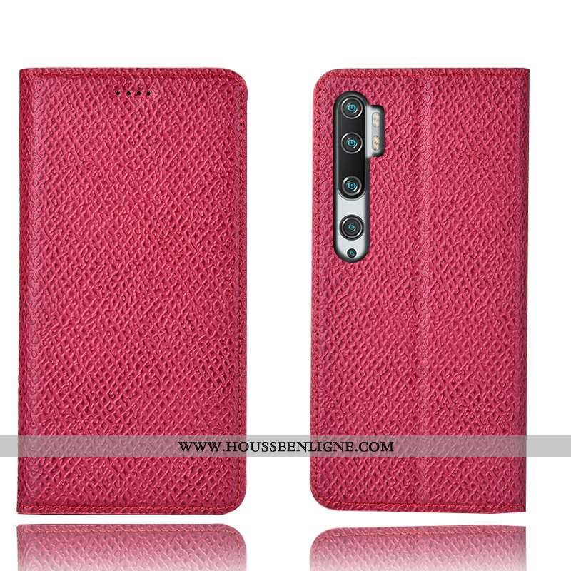 Coque Xiaomi Mi Note 10 Protection Cuir Véritable Modèle Fleurie Étui Tout Compris Petit Mesh Bleu F