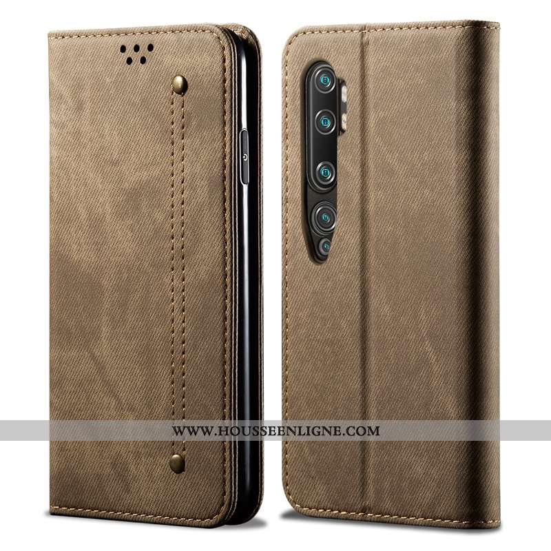 Coque Xiaomi Mi Note 10 Protection Cuir Véritable Téléphone Portable Tendance Incassable Étui Noir