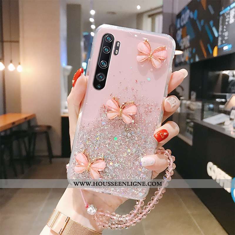 Coque Xiaomi Mi Note 10 Silicone Protection Étui Personnalité Fluide Doux Papillon Net Rouge Verte