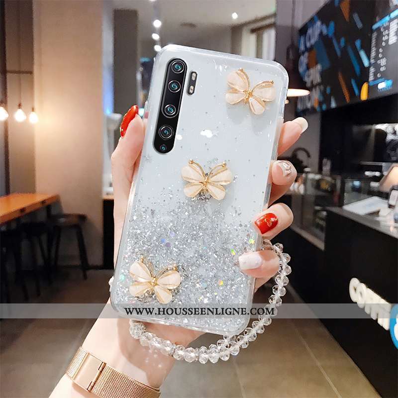 Coque Xiaomi Mi Note 10 Silicone Protection Étui Personnalité Fluide Doux Papillon Net Rouge Verte
