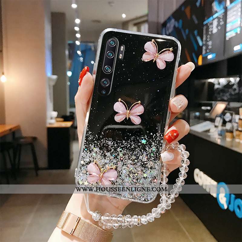 Coque Xiaomi Mi Note 10 Silicone Protection Étui Personnalité Fluide Doux Papillon Net Rouge Verte