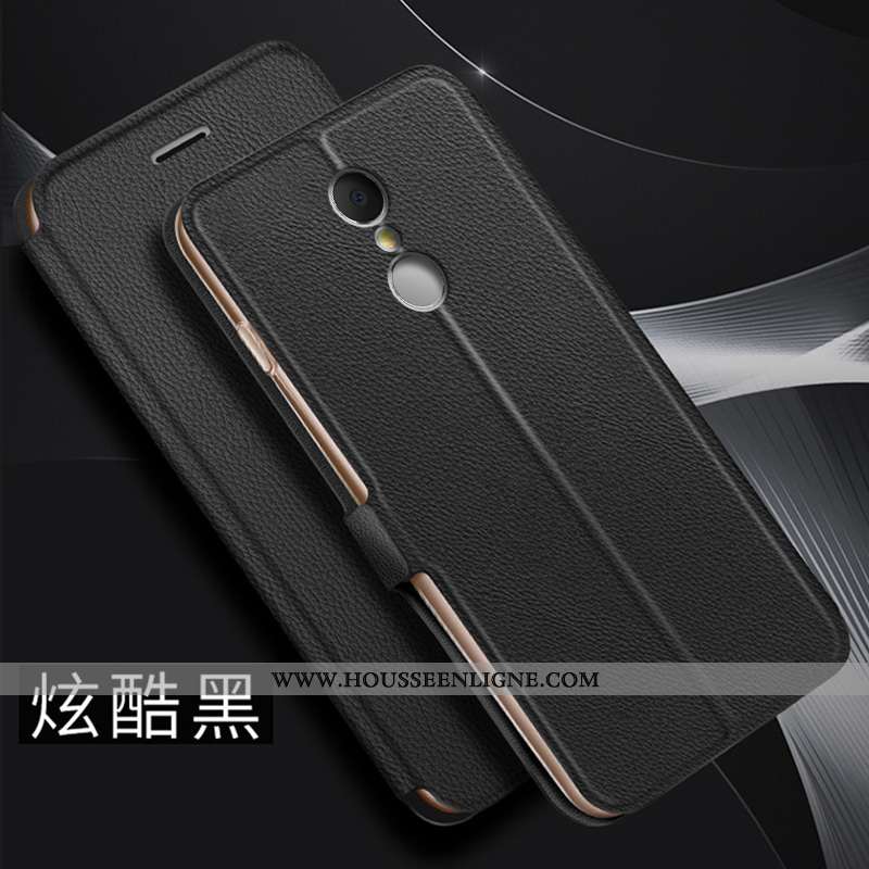 Coque Xiaomi Redmi 5 Cuir Fluide Doux Rouge Protection Étui Téléphone Portable Incassable Noir