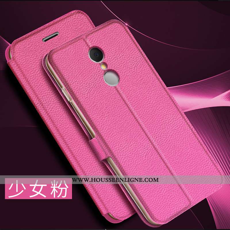 Coque Xiaomi Redmi 5 Cuir Fluide Doux Rouge Protection Étui Téléphone Portable Incassable Noir