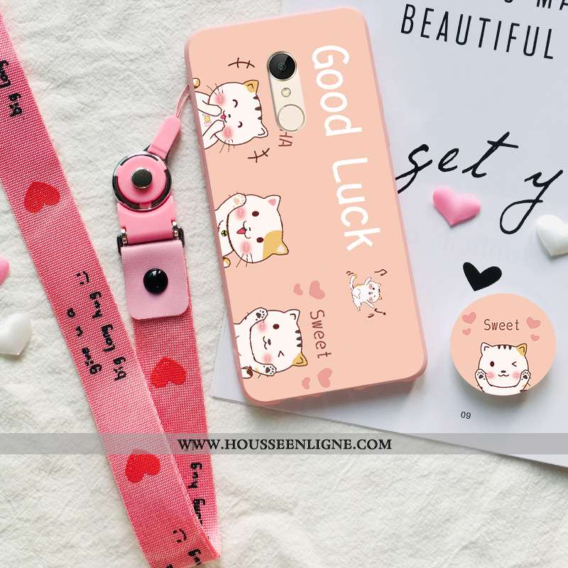 Coque Xiaomi Redmi 5 Délavé En Daim Ornements Suspendus Petit Étui Tout Compris Rouge Fluide Doux Ro