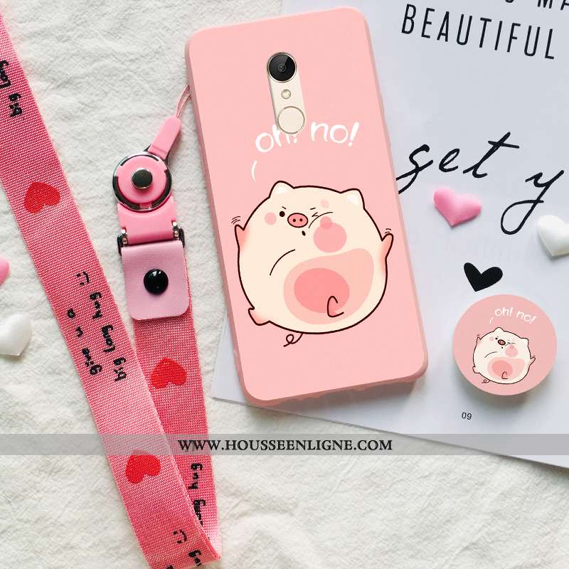 Coque Xiaomi Redmi 5 Délavé En Daim Ornements Suspendus Petit Étui Tout Compris Rouge Fluide Doux Ro