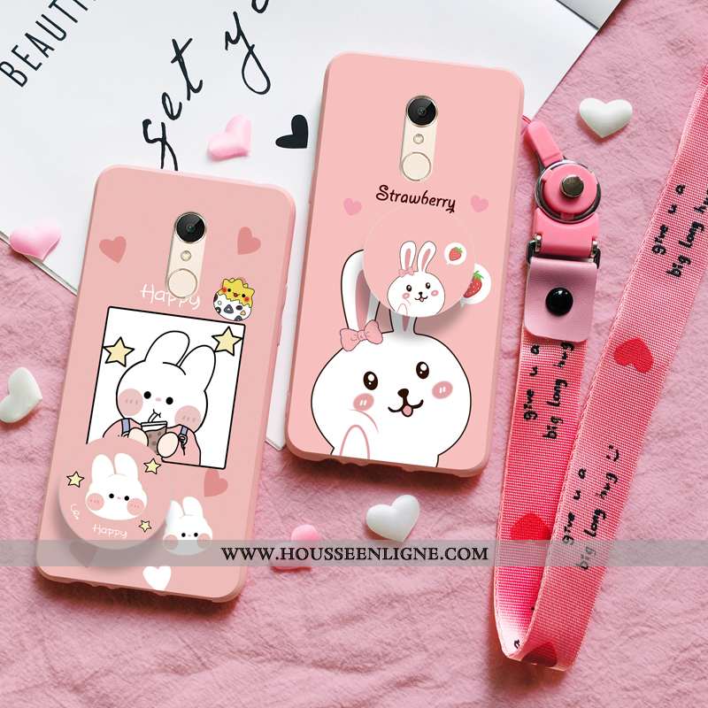 Coque Xiaomi Redmi 5 Délavé En Daim Ornements Suspendus Petit Étui Tout Compris Rouge Fluide Doux Ro