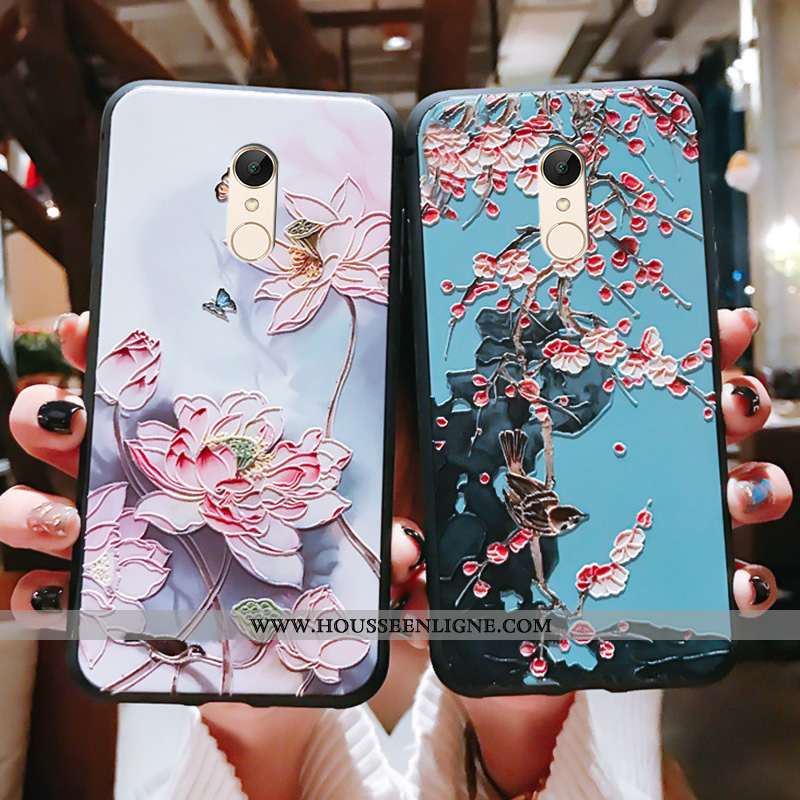 Coque Xiaomi Redmi 5 Gaufrage Vintage Support Téléphone Portable Ornements Suspendus Étui Tout Compr