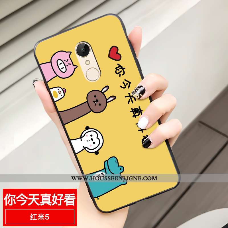 Coque Xiaomi Redmi 5 Silicone Délavé En Daim Nouveau Fluide Doux Net Rouge Créatif Incassable Jaune