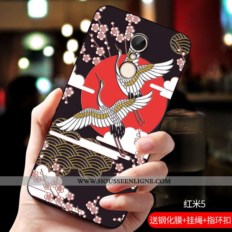 Coque Xiaomi Redmi 5 Tendance Fluide Doux Gaufrage Incassable Tout Compris Étui Net Rouge Bleu