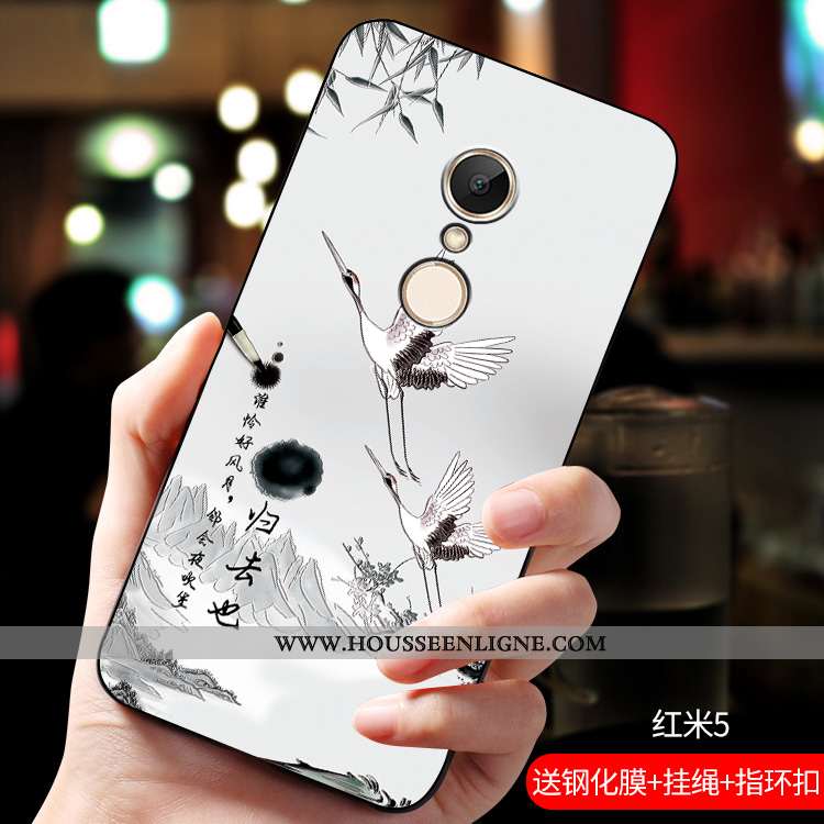 Coque Xiaomi Redmi 5 Tendance Fluide Doux Gaufrage Incassable Tout Compris Étui Net Rouge Bleu