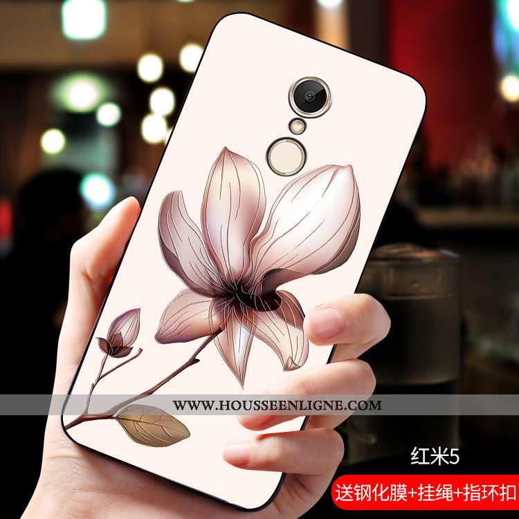 Coque Xiaomi Redmi 5 Tendance Fluide Doux Gaufrage Incassable Tout Compris Étui Net Rouge Bleu