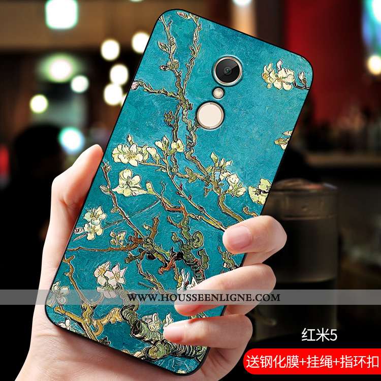 Coque Xiaomi Redmi 5 Tendance Fluide Doux Gaufrage Incassable Tout Compris Étui Net Rouge Bleu