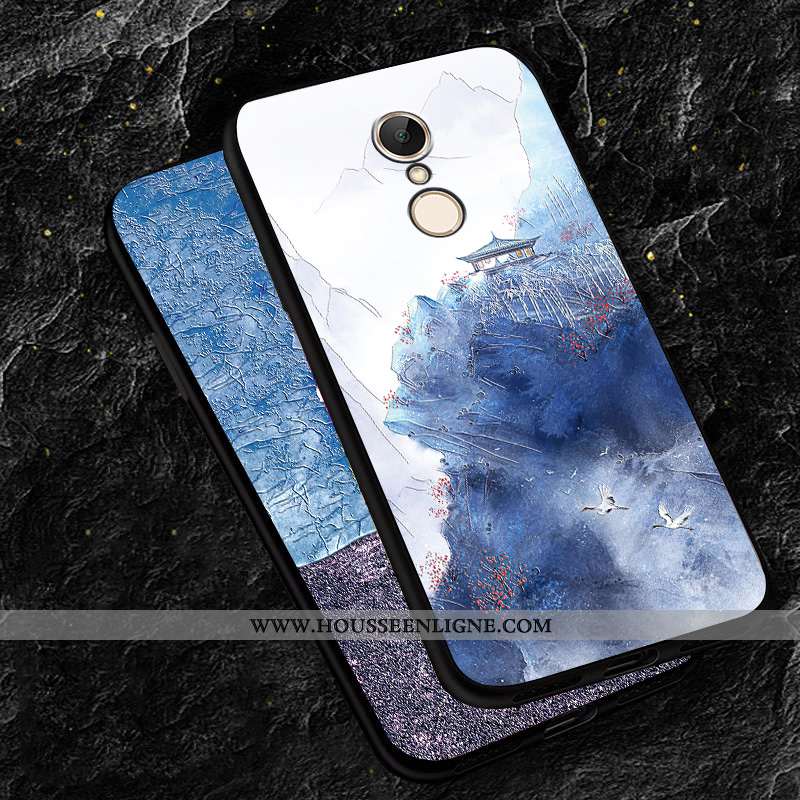 Coque Xiaomi Redmi 5 Tendance Fluide Doux Gaufrage Incassable Tout Compris Étui Net Rouge Bleu