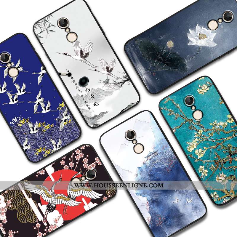 Coque Xiaomi Redmi 5 Tendance Fluide Doux Gaufrage Incassable Tout Compris Étui Net Rouge Bleu