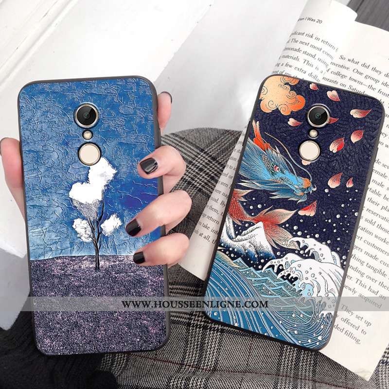 Coque Xiaomi Redmi 5 Tendance Fluide Doux Gaufrage Incassable Tout Compris Étui Net Rouge Bleu