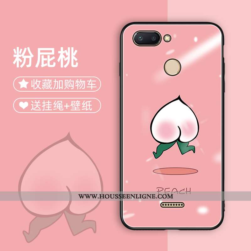 Coque Xiaomi Redmi 6 Charmant Tendance Étui Verre Rose Protection Tout Compris