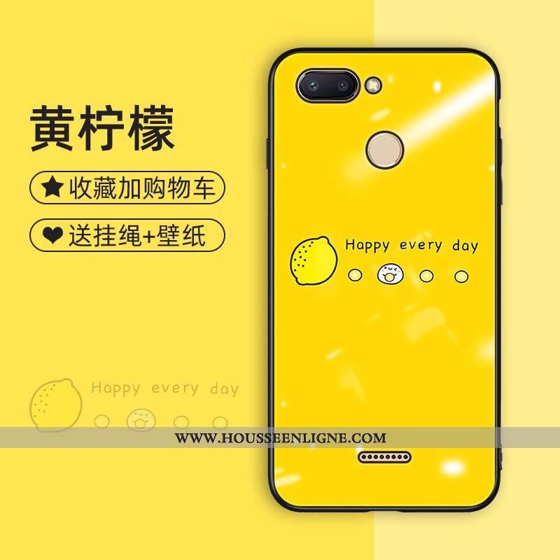 Coque Xiaomi Redmi 6 Charmant Tendance Étui Verre Rose Protection Tout Compris