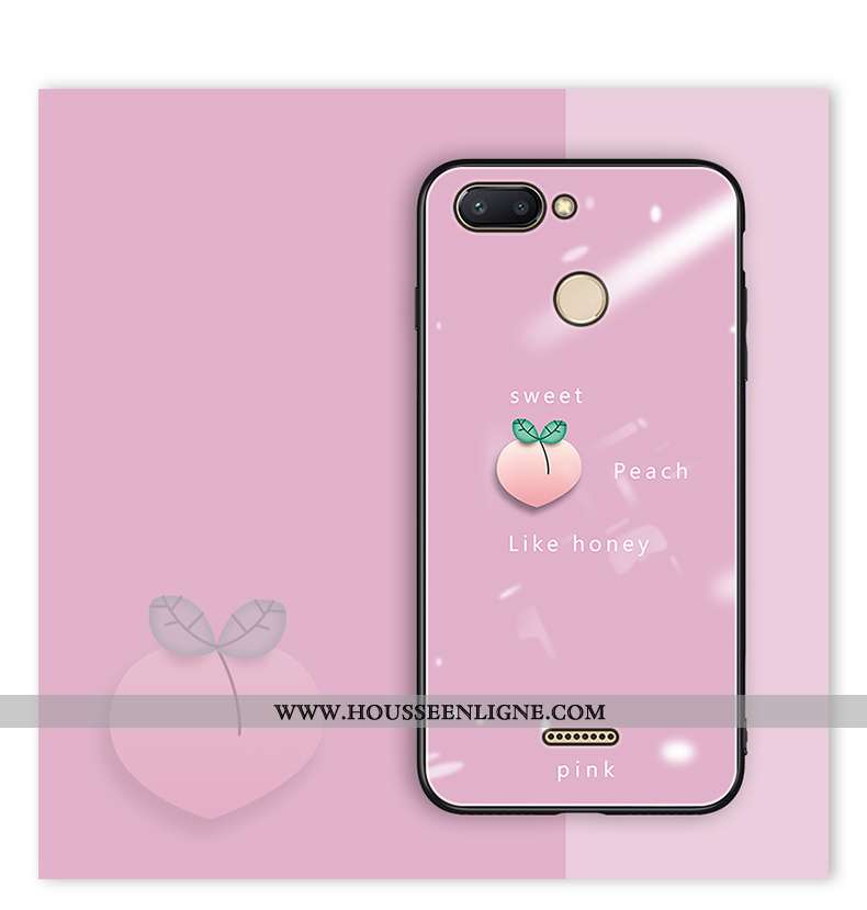 Coque Xiaomi Redmi 6 Charmant Tendance Étui Verre Rose Protection Tout Compris