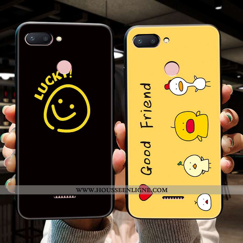Coque Xiaomi Redmi 6 Délavé En Daim Personnalité Téléphone Portable Simple Créatif Jaune Silicone