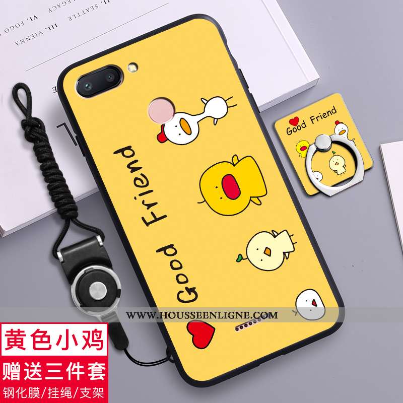 Coque Xiaomi Redmi 6 Délavé En Daim Personnalité Téléphone Portable Simple Créatif Jaune Silicone
