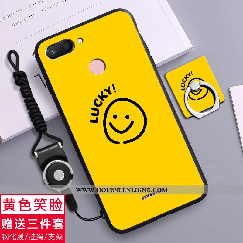 Coque Xiaomi Redmi 6 Délavé En Daim Personnalité Téléphone Portable Simple Créatif Jaune Silicone