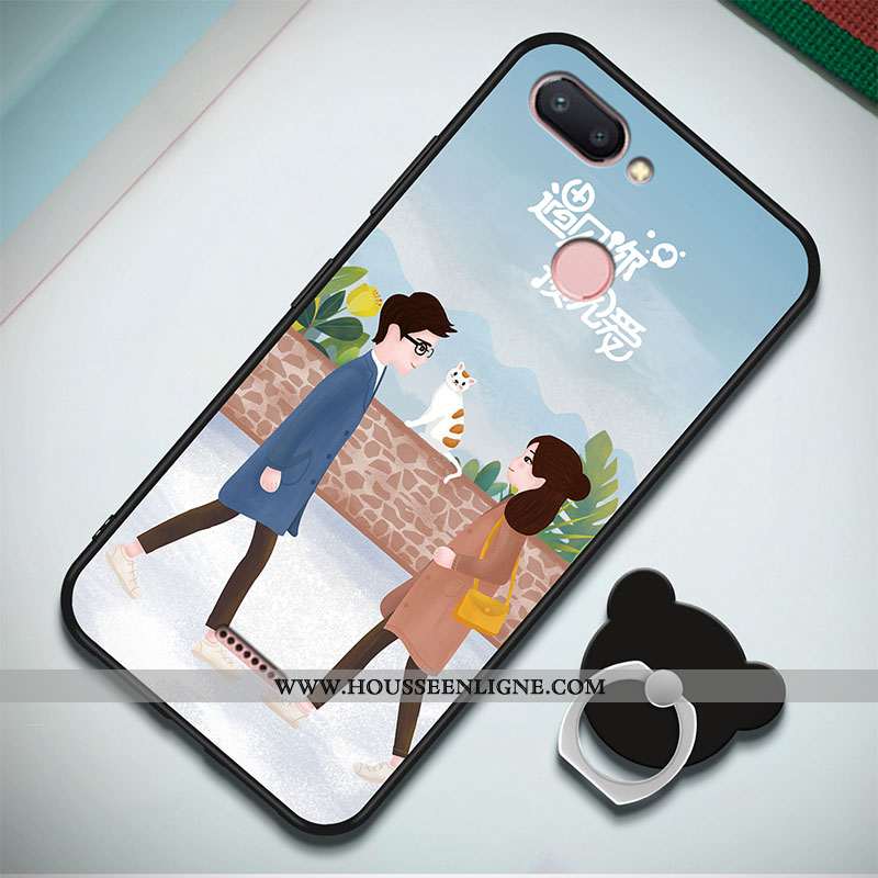 Coque Xiaomi Redmi 6 Fluide Doux Silicone Rouge Simple Étui Incassable Bleu