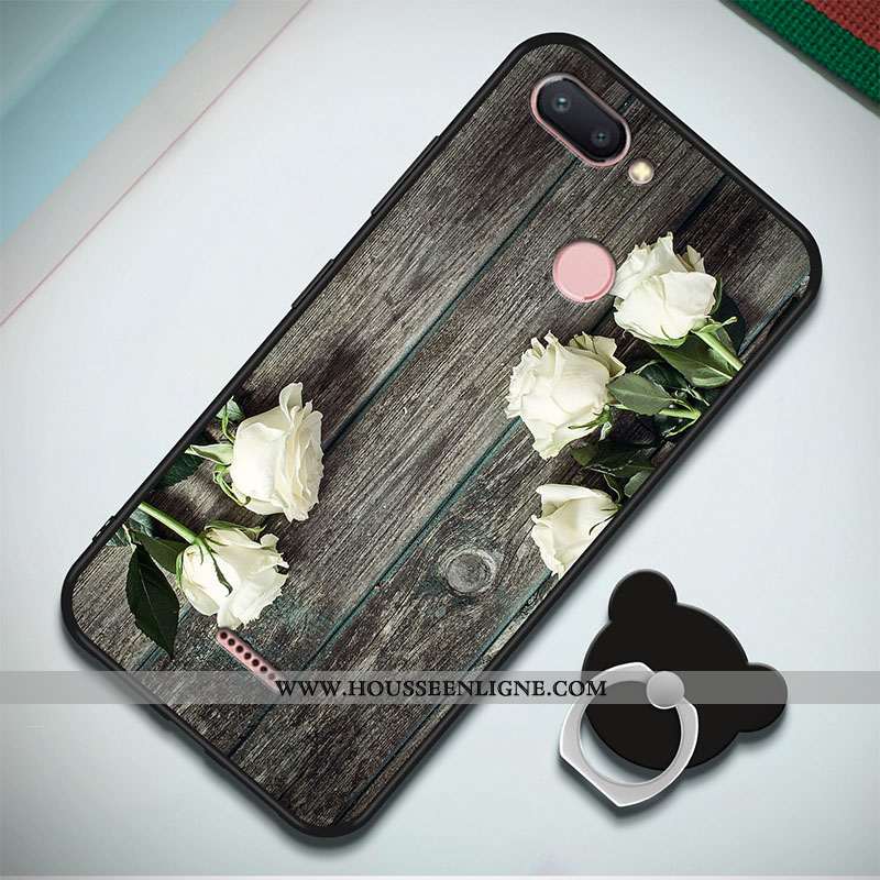 Coque Xiaomi Redmi 6 Fluide Doux Silicone Rouge Simple Étui Incassable Bleu