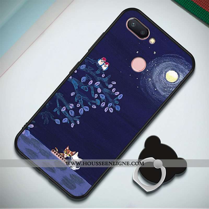 Coque Xiaomi Redmi 6 Fluide Doux Silicone Rouge Simple Étui Incassable Bleu