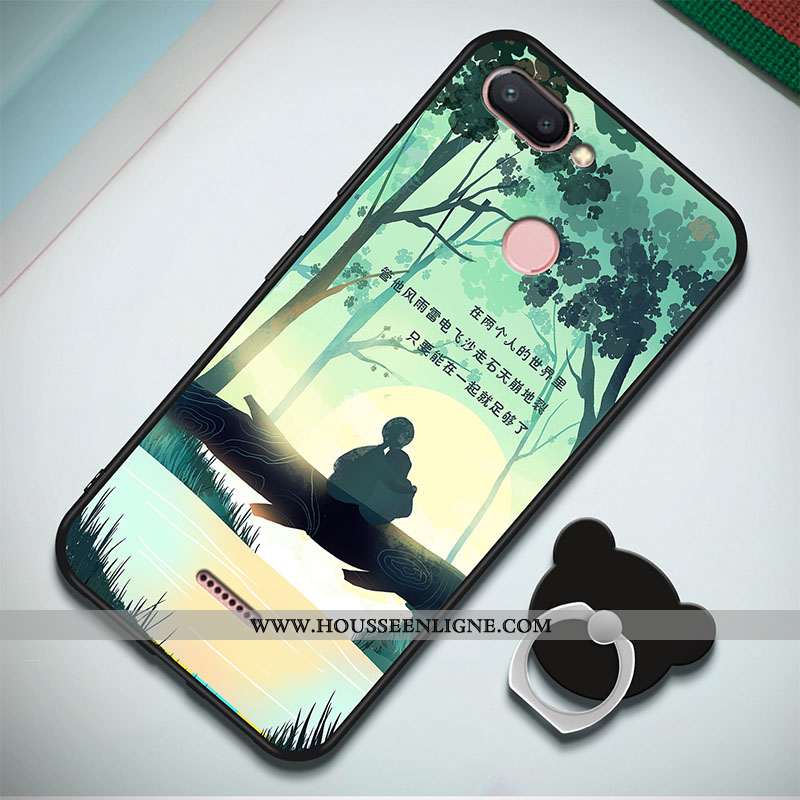Coque Xiaomi Redmi 6 Fluide Doux Silicone Rouge Simple Étui Incassable Bleu