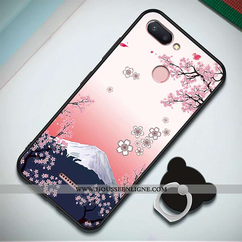 Coque Xiaomi Redmi 6 Fluide Doux Silicone Rouge Simple Étui Incassable Bleu