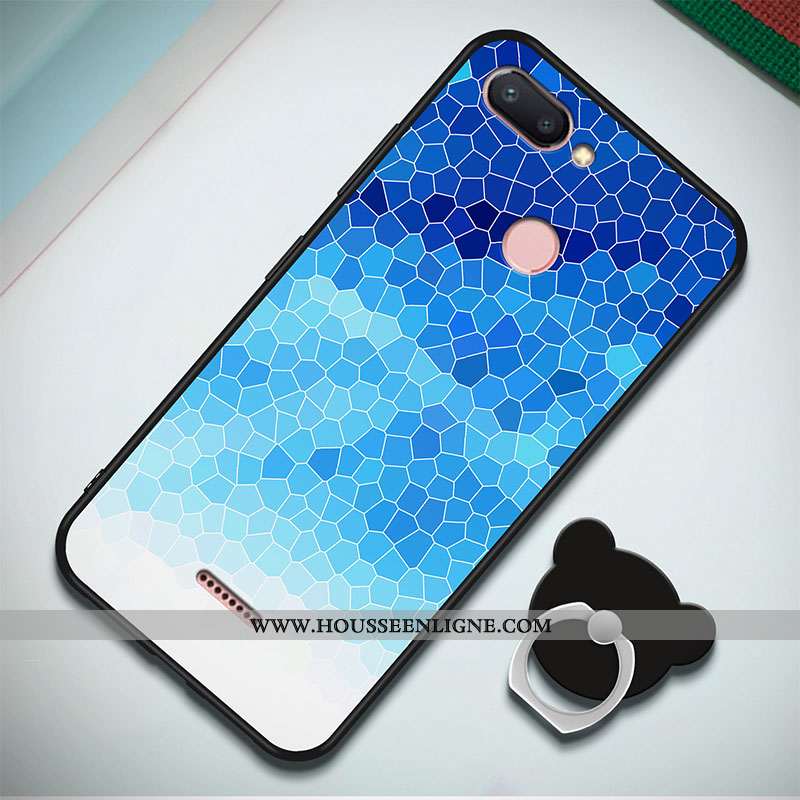 Coque Xiaomi Redmi 6 Fluide Doux Silicone Rouge Simple Étui Incassable Bleu