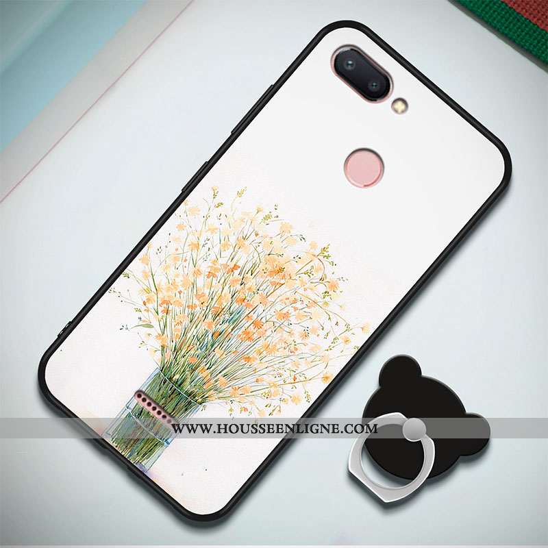 Coque Xiaomi Redmi 6 Fluide Doux Silicone Rouge Simple Étui Incassable Bleu